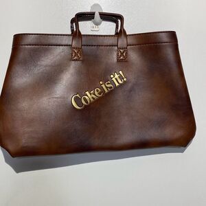 Rare Coke is It!  Leather bag 12'X19" Collectable laptop bag purse carry on